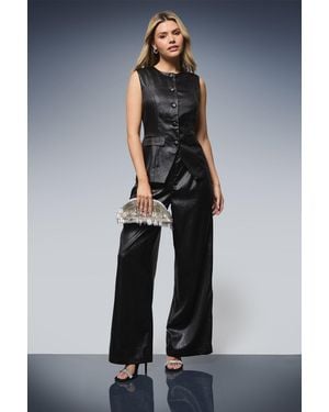 Dorothy Perkins Textured Satin Longline Waistcoat - Blue