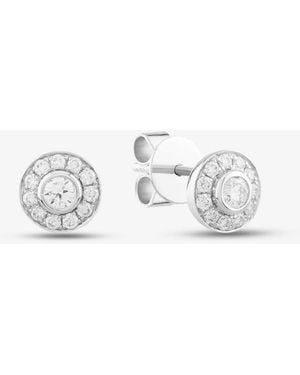 T.H.Baker 14Ct 0.31Ct Brilliant Cut Diamond Halo Stud Earrings Ea39111Gw18Dd - Metallic