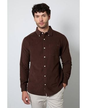 MAINE Corduroy Long Sleeve Shirt - Brown