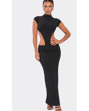 EGO Short Sleeve Cut Out Maxi Dress - Black