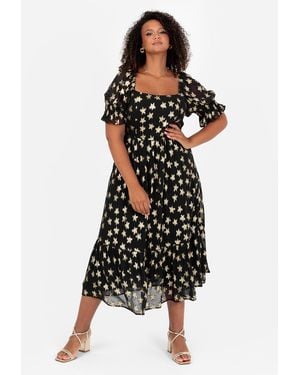 Lovedrobe Starry Square Neck Midi Dress - Black