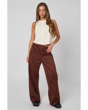 Urban Bliss Faux Suede Wide Leg Trouser - Brown