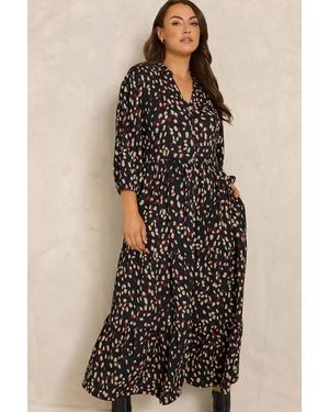 Evans Tiered Balloon Sleeve Maxi Dress - Black