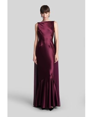 retroféte Abito lungo Julia in acetato Bordeaux - Rosso