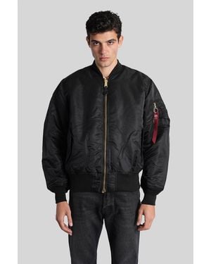 Alpha Industries Ma-1 Bomber Jacket In Black Nylon - Gray