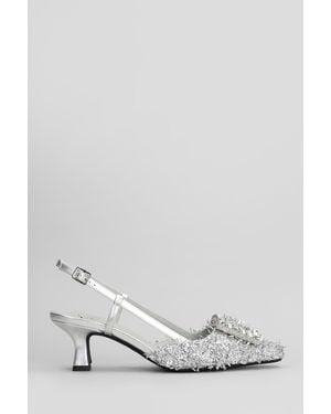 Festa Stefi Pumps In Silver Leather And Fabric - White