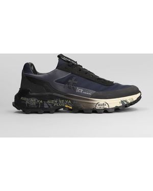 Premiata Devin Sneakers In Blue Fabric - Black