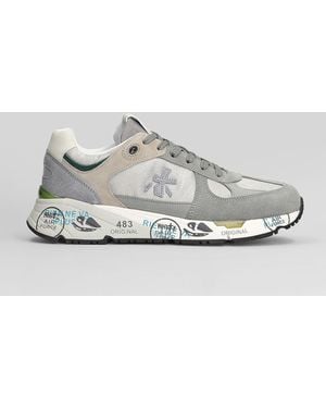 Premiata Mase Sneakers In Gray Suede And Fabric - White