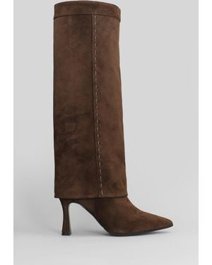 Evaluna High Heels Boots In Brown Suede