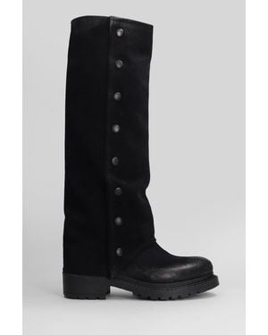 METISSE Low Heels Boots In Black Suede