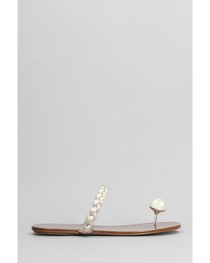 Pedro Garcia Sandali flats Pipa in Raso Bianco - Grigio
