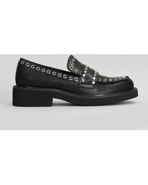 Bibi Lou Loafers In Black Leather - Gray