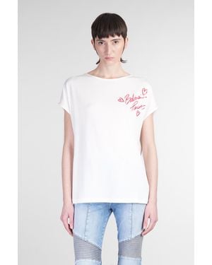 Balmain T-Shirt in Lyocell Beige - Bianco
