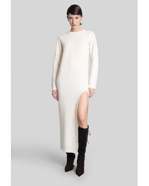 Laneus Mini Dress In Beige Wool - White