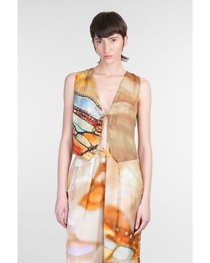 Yavi Vest In Multicolor Silk - White
