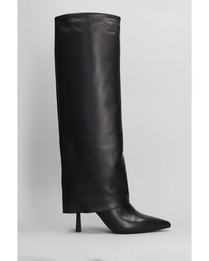GISÉL MOIRÉ Emily High Heels Boots In Black Leather