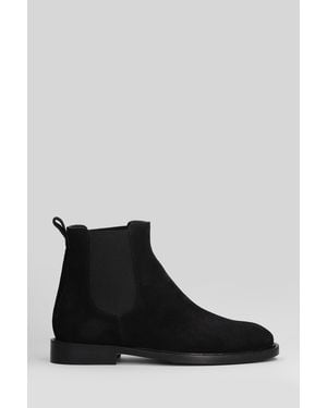 Anna F. Low Heels Ankle Boots In Black Suede