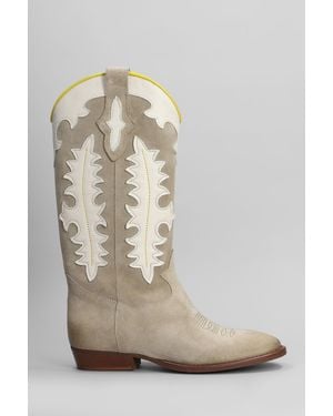 GISÉL MOIRÉ Stivali texani Kansas in Camoscio Beige - Neutro
