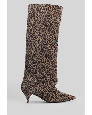 Alchimia High Heels Boots In Animalier Suede - Multicolor