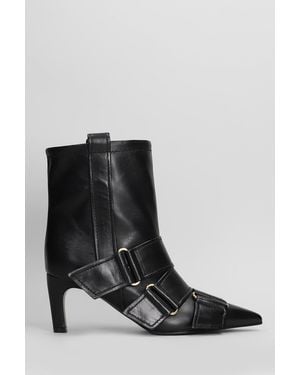 Lella Baldi High Heels Ankle Boots In Black Leather