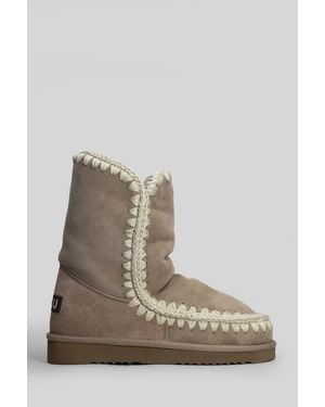 Mou Eskimo 24 Low Heels Ankle Boots In Taupe Suede - Brown