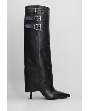 GISÉL MOIRÉ Sabrina High Heels Boots In Black Leather