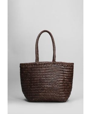 Dragon Diffusion Grace Basket Small Tote In Brown Leather - Gray