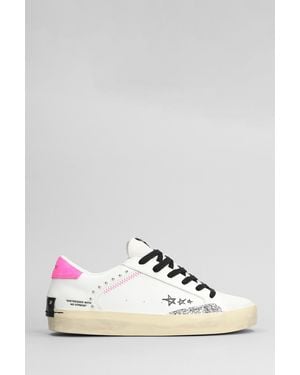 Crime London Sneakers Distressed in Pelle Bianca - Multicolore