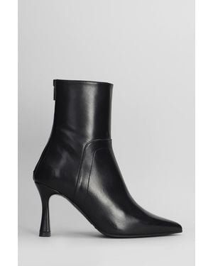 Evaluna High Heels Ankle Boots In Black Leather