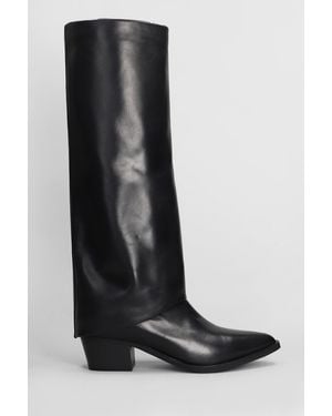 Julie Dee High Heels Boots In Black Leather