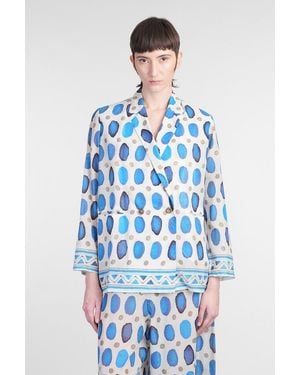Holy Caftan Jam Shirt In Gray Cotton - Blue