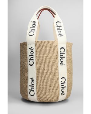 Chloé Tote Woody basket in rafia Beige - Neutro
