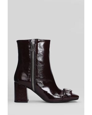 Anna F. High Heels Ankle Boots In Bordeaux Leather - Black