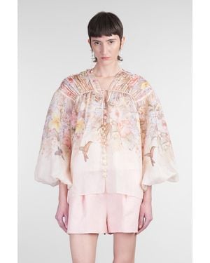 Zimmermann Camicia in lino Rosa