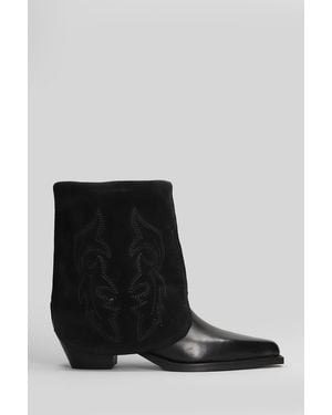 Bibi Lou Texan Ankle Boots In Black Suede And Leather