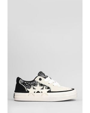 Amiri Bandana Sunset Skate Sneakers In Black Suede - White
