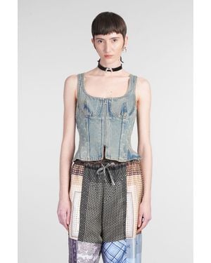 Marine Serre Topwear in denim Blu