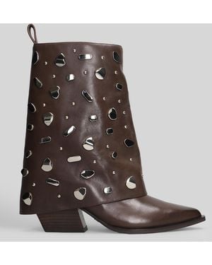 Marc Ellis Texan Ankle Boots In Brown Leather