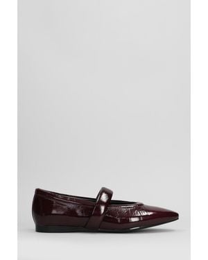 Evaluna Ballet Flats In Bordeaux Leather - Gray