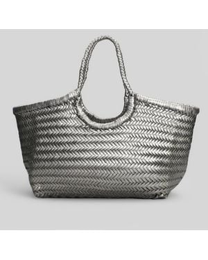 Dragon Diffusion Nantucket Basket Big Tote In Gunmetal Leather - Gray