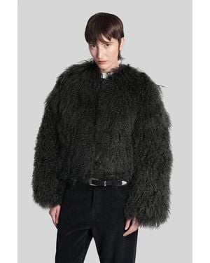 Halfboy Fur & Shearling In Green Fur - Black
