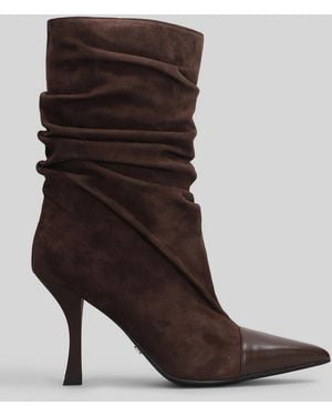 Marc Ellis High Heels Ankle Boots In Brown Suede