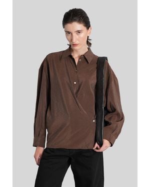 Lemaire Shirt In Brown Silk