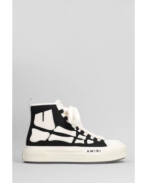 Amiri Skel Court High Sneakers In Black Cotton - White