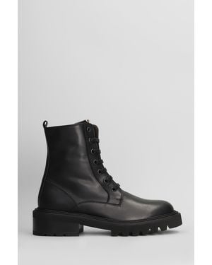 Via Roma 15 Combat Boots In Black Leather