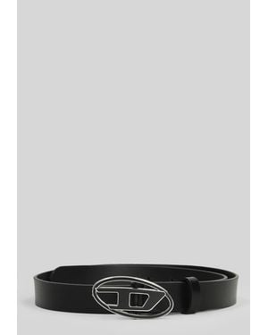 DIESEL Cintura B 1dr in Pelle Nera - Grigio