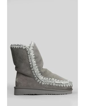 Mou Eskimo 24 Low Heels Ankle Boots In Gray Suede