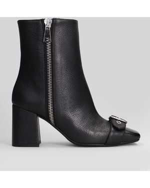 Anna F. High Heels Ankle Boots In Black Leather