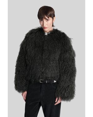 Halfboy Fur & Shearling In Green Fur - Black