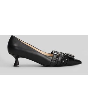Anna F. Pumps In Black Leather - Gray